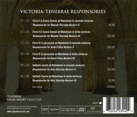 Tenebrae Responsories - CD Audio di Tomas Luis De Victoria,Tenebrae,Nigel Short - 2