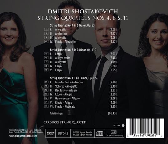 Quartetti per Archi n.4, 8 & - CD Audio di Dmitri Shostakovich - 2