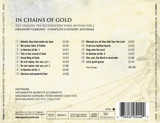 In Chains Of Gold - CD Audio di Orlando Gibbons - 2