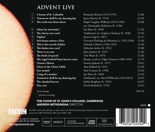 Advent Live - CD Audio di Choir of St. John's College Cambridge - 2