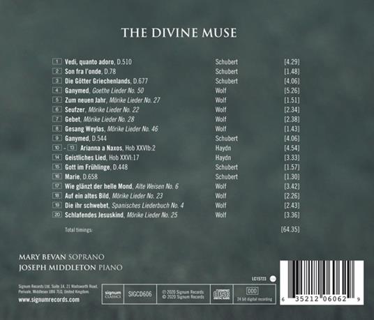 Haydn, Schubert & Wolf . Divine Muse - CD Audio di Mary & Joseph Middleton Bevan - 2