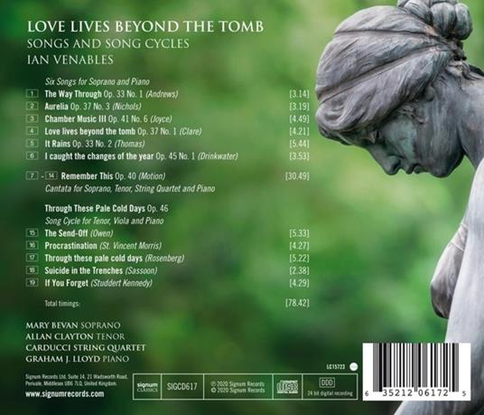 Ian Venables. Love Lives Beyond The Tom - CD Audio di Graham J.-Mary Bevan-Allan Clayton-Carducci Quartet Lloyd - 2