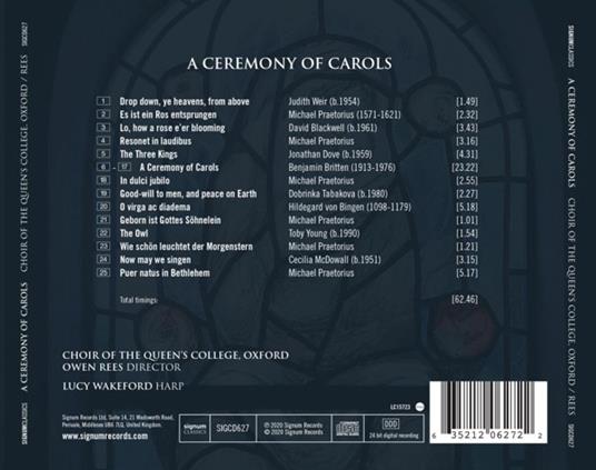 A Ceremony Of Carols - CD Audio di Choir Of The Queen'S College Oxford - 2