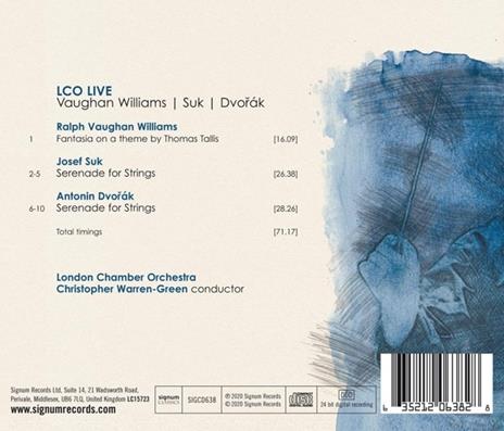 LCO Live. Musiche di Vaughan Williams, Suk, Dvorak - CD Audio di London Chamber Orchestra - 2