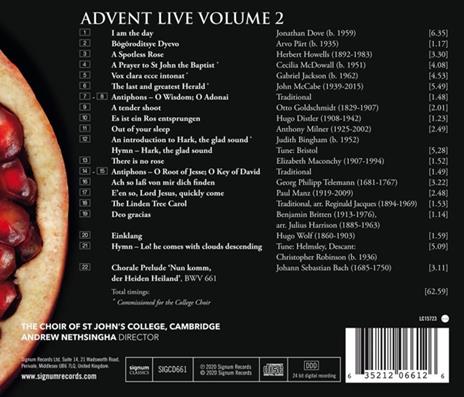 Advent Live Vol. 2 - CD Audio di Choir of St. John's College Cambridge - 2