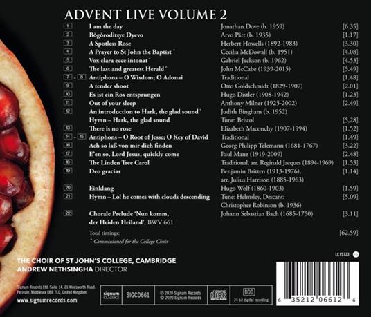 Advent Live Vol. 2 - CD Audio di Choir of St. John's College Cambridge - 2
