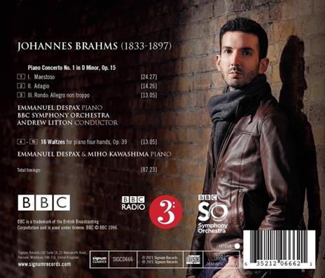 Piano Concerto No. 1, 16 Waltzes - CD Audio di Johannes Brahms,Emmanuel Despax - 2