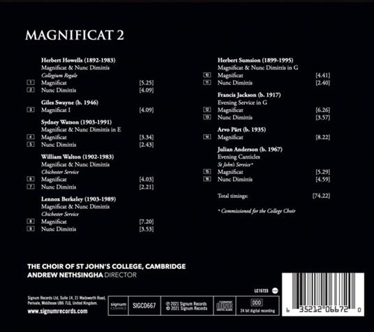 Magnificat 2 - CD Audio di Choir of St. John's College Cambridge - 2
