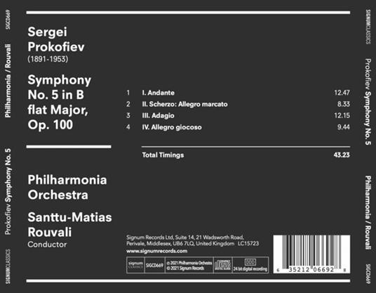 Prokofiev. Symphony No. 5 - CD Audio di Philharmonia Orchestra - Santtu-Matias Rouvali - 2