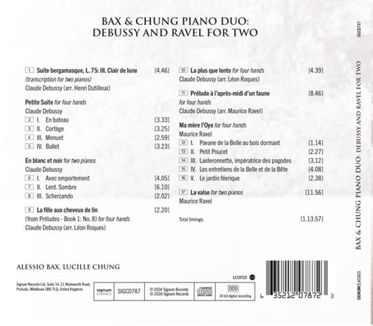 Debussy and Ravel for Two - CD Audio di Claude Debussy,Maurice Ravel,Alessio Bax,Lucille Chung - 2