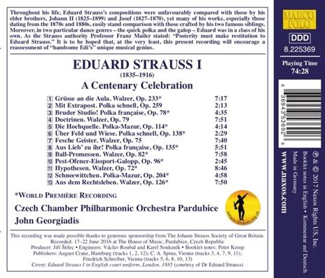 A Centenary Celebration - CD Audio di Eduard Strauss,John Georgiadis - 2