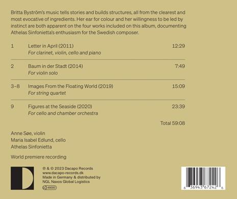 Britta Bystrom. Letter In April - CD Audio di Athelas Sinfonietta Copenhagen - Anne Soe - Maria Isabel Edl - 2