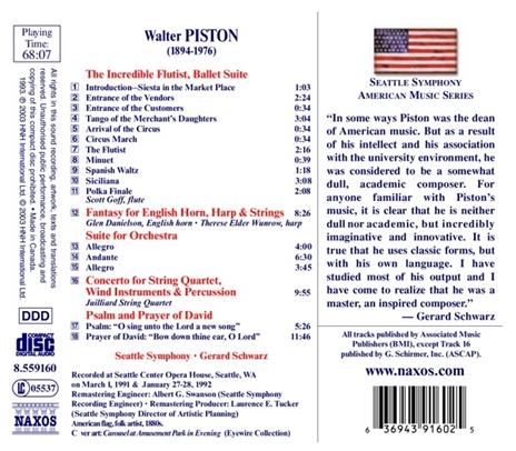 Incredible Flutist - CD Audio di Walter Piston - 2