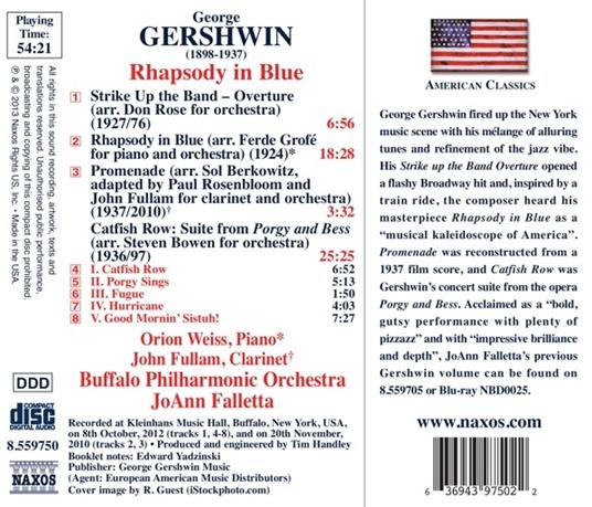 Rapsodia in blu - Strike Up the Band - Promenade - Catfish Row - CD Audio di George Gershwin - 2