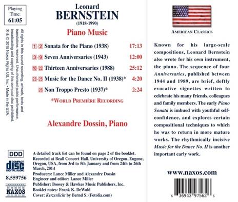 Opere per pianoforte - CD Audio di Leonard Bernstein - 2