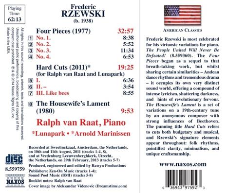 Four Pieces - Hard Cuts - The Housewife's Lament - CD Audio di Frederic Rzewski - 2