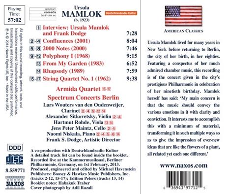 Opere cameristiche - CD Audio di Ursula Mamlok - 2