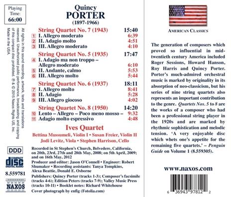 Quartetti per archi n.5, n.6, n.7, n.8 - CD Audio di Quincy Porter,Ives Quartet - 2