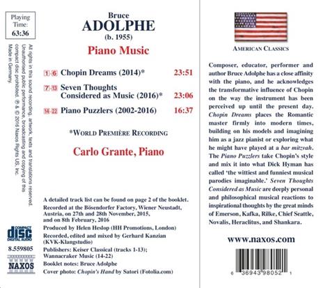 Chopin Dreams - Piano Puzzlers - 7 Thought - CD Audio di Bruce Adolphe - 2
