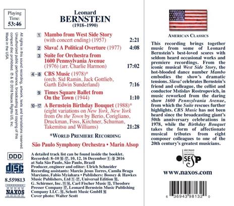 Bernstein Birthday Bouquet - CD Audio di Leonard Bernstein,Marin Alsop,Sao Paulo Symphony Orchestra - 2
