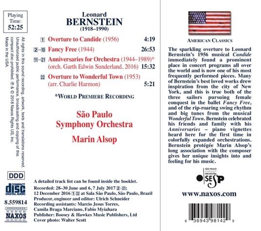 Anniversaries for Orchestra - Fancy Free - CD Audio di Leonard Bernstein,Marin Alsop,Sao Paulo Symphony Orchestra - 2