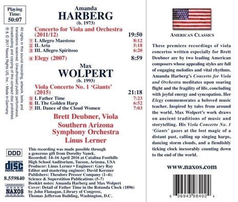 Concerto per viola - Elegy - CD Audio di Amanda Harberg - 2