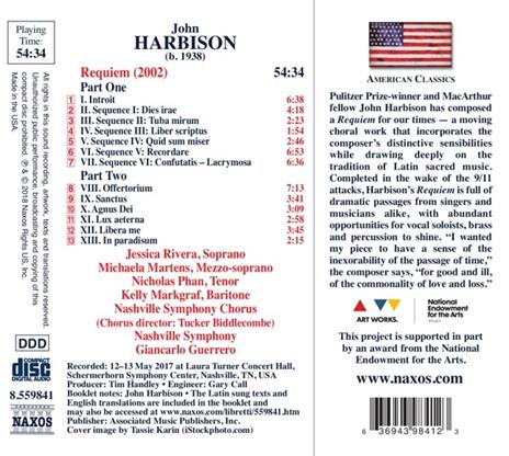 Requiem - CD Audio di Nashville Symphony Orchestra,John Harbison - 2