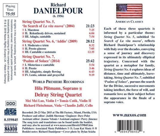 Quartetti per archi n.5, n.6, n.7 - CD Audio di Richard Danielpour,Delray String Quartet - 2
