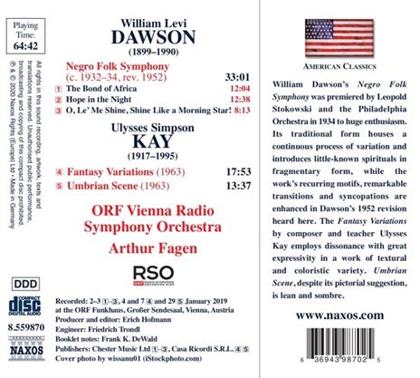 Negro Folk Symphony - CD Audio di William Dawson,Arthur Fagen - 2