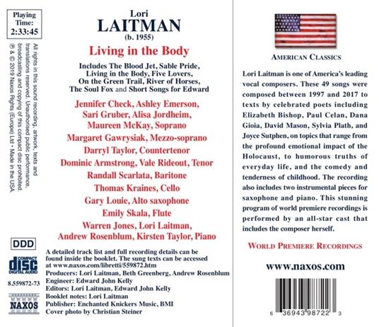 Living in the Body. Songs of Lori Laitman - CD Audio di Lori Laitman - 2