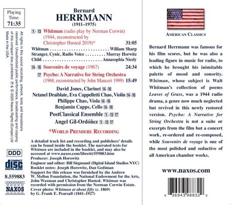 Whitman - Souvenir de voyage - A Narrative for String Orchestra - CD Audio di Bernard Hermann - 2
