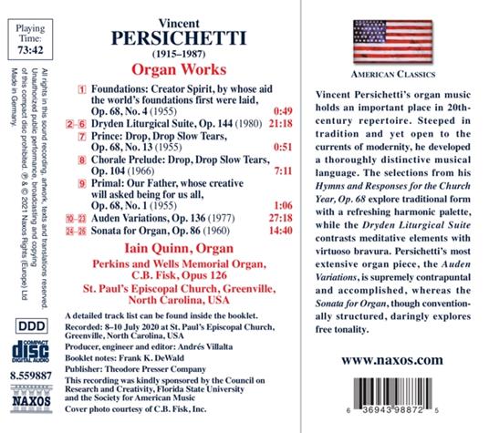 Organ Works - CD Audio di Vincent Persichetti,Iain Quinn - 2