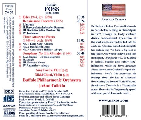 Symphony No. 1 - Renaissance Concerto - CD Audio di Lukas Foss - 2