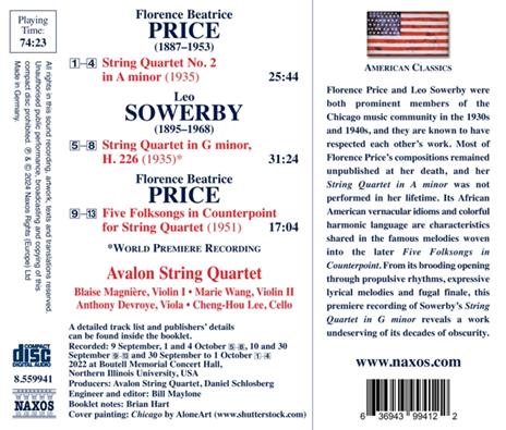 Music For String Quartet - CD Audio di Florence Price - 2