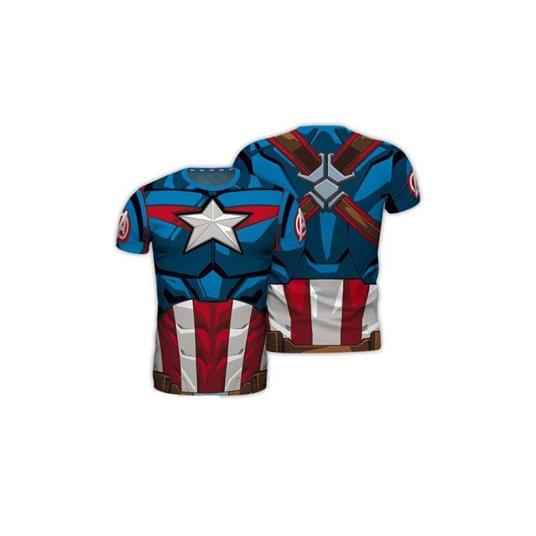 ABYstyle Captain America Replica T-Shirt Azzurro e Rosso Uomo Cosplay Marvel - 2
