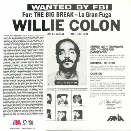 Wanted by FBI. The Big Break. La gran fuga - Vinile LP di Willie Colon