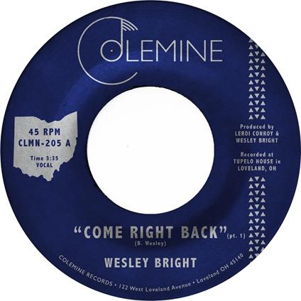 Come Right Back - Vinile LP di Wesley Bright