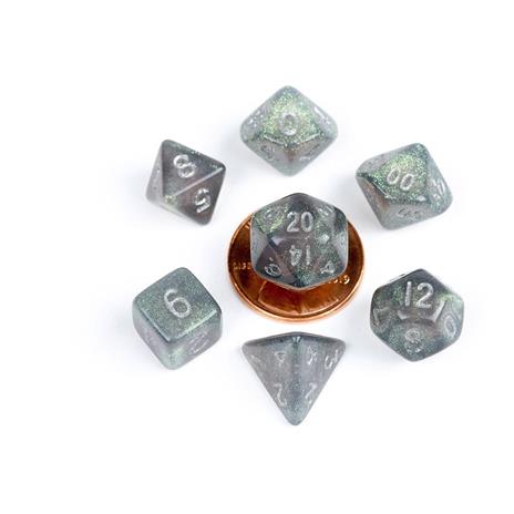 FanRoll - Mini Dice Set - Stardust Gray with Silver Numbers (7)