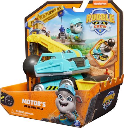 Paw Patrol Rubble e Crew Motor''s Wrecking Ball Truck Veicolo e Action figure