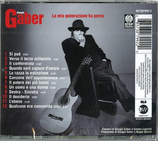 La mia generazione ha perso - CD Audio di Giorgio Gaber - 2