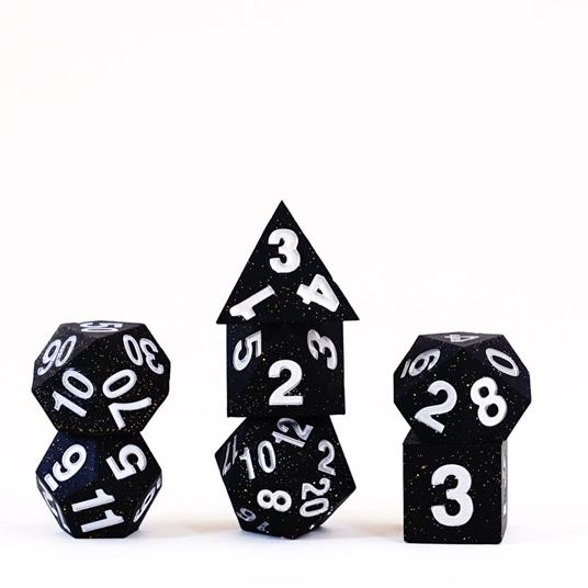 FanRoll - Sharp Edge Silicone Dice Set - Gold Scatter (7)