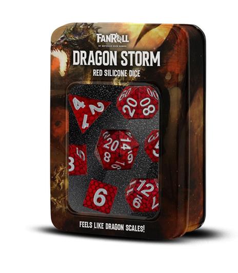 FanRoll - Dragon Storm Sharp Edge Silicone Dice Set - Red Dragon Scales (7)