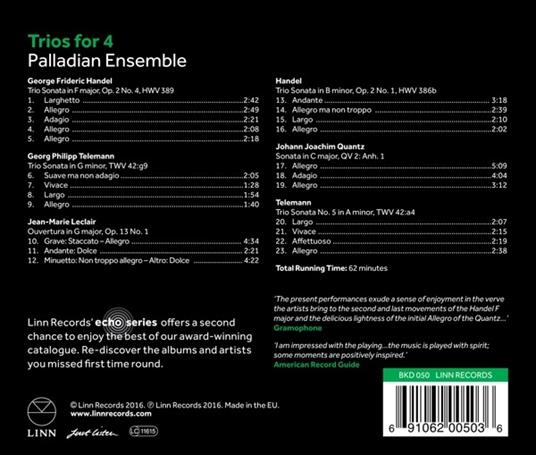 Trios For 4 - CD Audio di Palladian Ensemble - 2