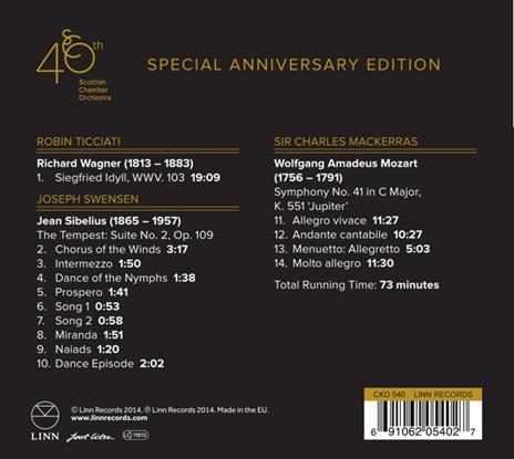 Scottish Chamber Orchestra 40th Anniversary Edition (40th Anniversary Edition) - CD Audio di Wolfgang Amadeus Mozart,Jean Sibelius,Richard Wagner,Scottish Chamber Orchestra - 2