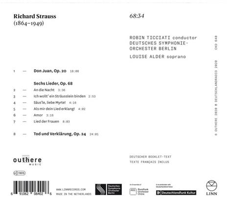Morte e trasfigurazione - Don Giovanni - Sechs Lieder (Six Songs) op.68 - CD Audio di Richard Strauss - 2