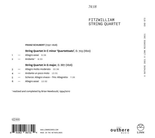 Late String Quartets. G Major and C Minor - CD Audio di Franz Schubert,Fitzwilliam String Quartet - 2