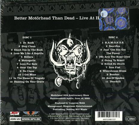 Better Motorhead Than Dead. Live at Hammersmith - CD Audio di Motörhead - 2
