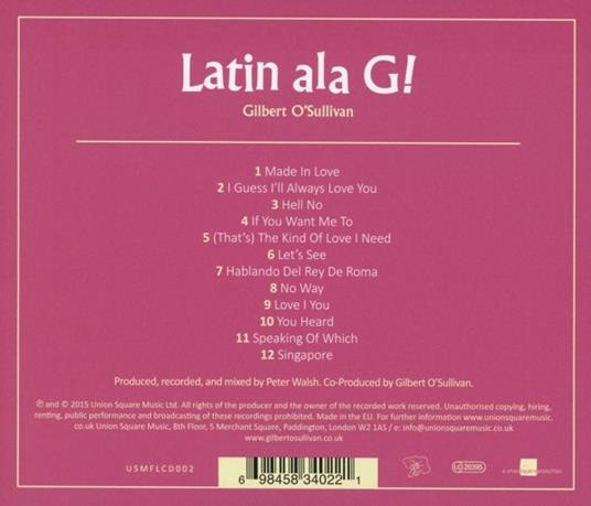 Latin Ala G - CD Audio di Gilbert O'Sullivan - 2