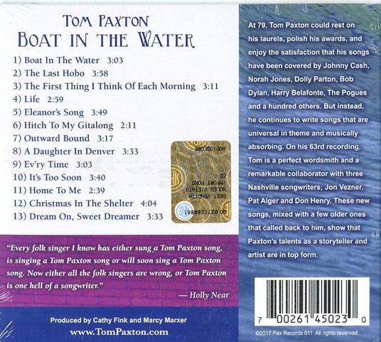 Boat in the Water - CD Audio di Tom Paxton - 2