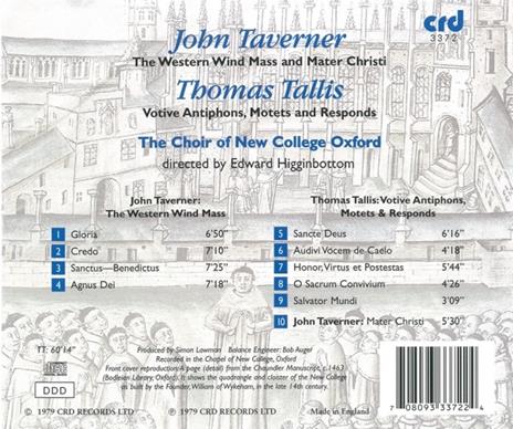 Western Wind Mass - Mater Christi - CD Audio di John Taverner - 2